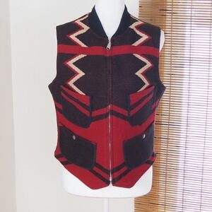 VTG Ralph Lauren Country Blanket Vest W Med Quilted Reverse Western Aztec Navajo